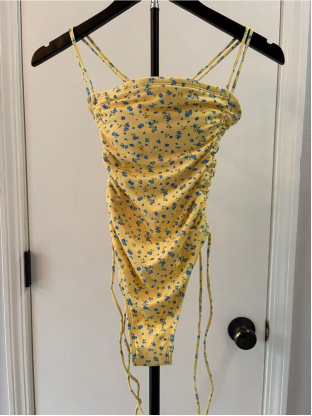 Wild Fable Yellow Floral Ruched One Piece Swimsuit XS